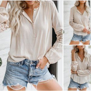 Sibylla Boho Beige Tunic Top - Small